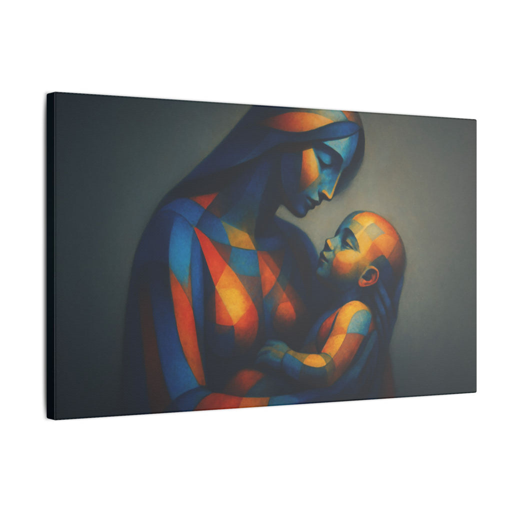 Held in Light – Abstract Mother and Child Canvas Print