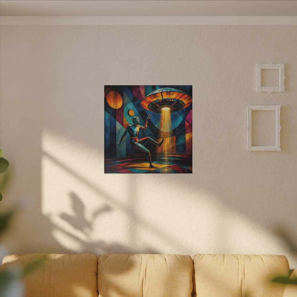 Suspended Signal – Retro Futurist UFO Geometric Canvas Print