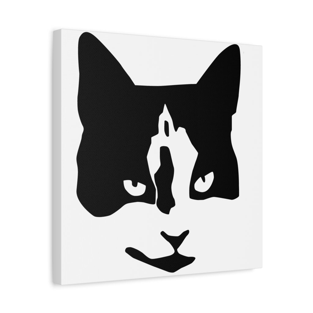 Black Mask – Minimal Black and White Abstract Cat Face Canvas Print