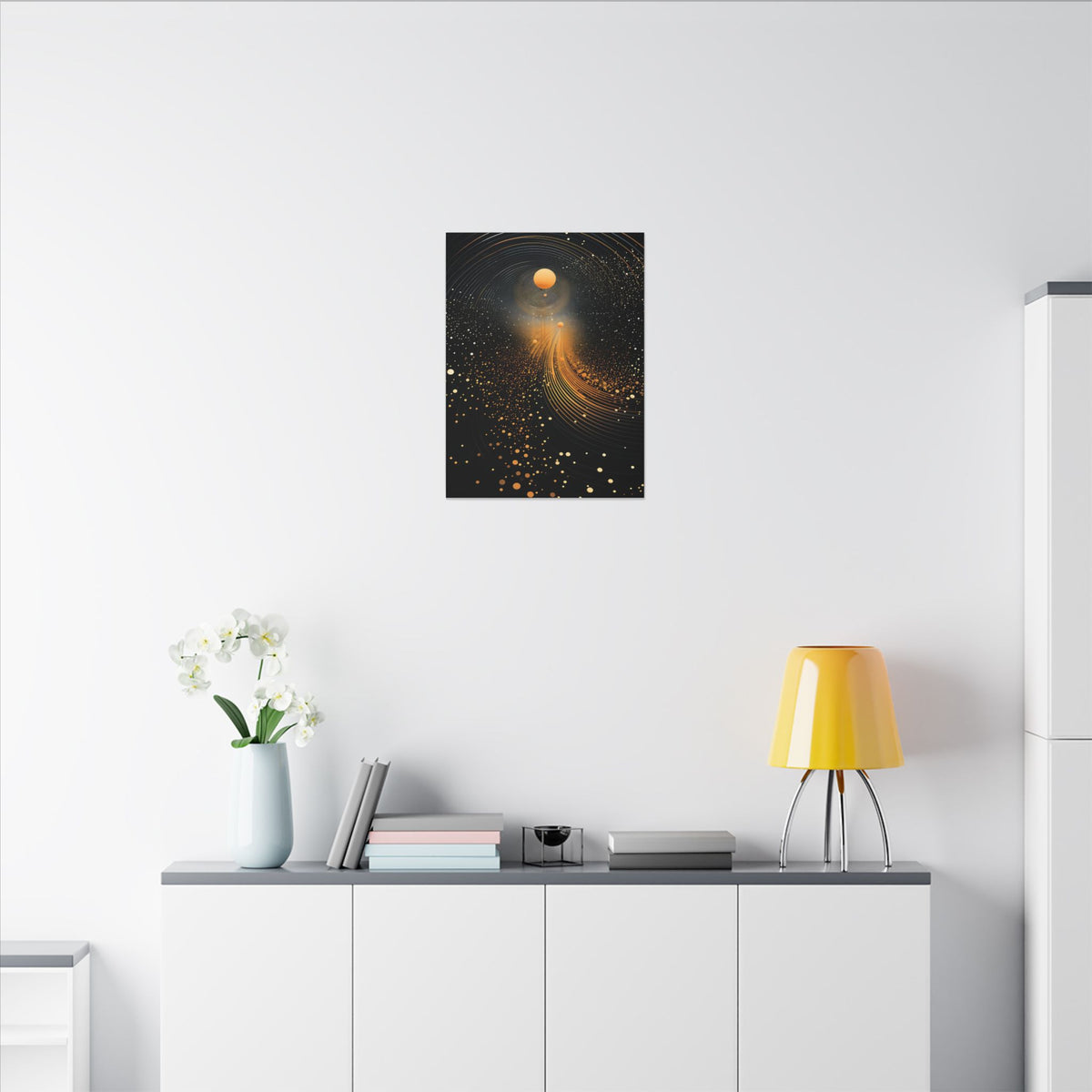 Into the Infinite – Black Gold Celestial Abstract Canvas Print
