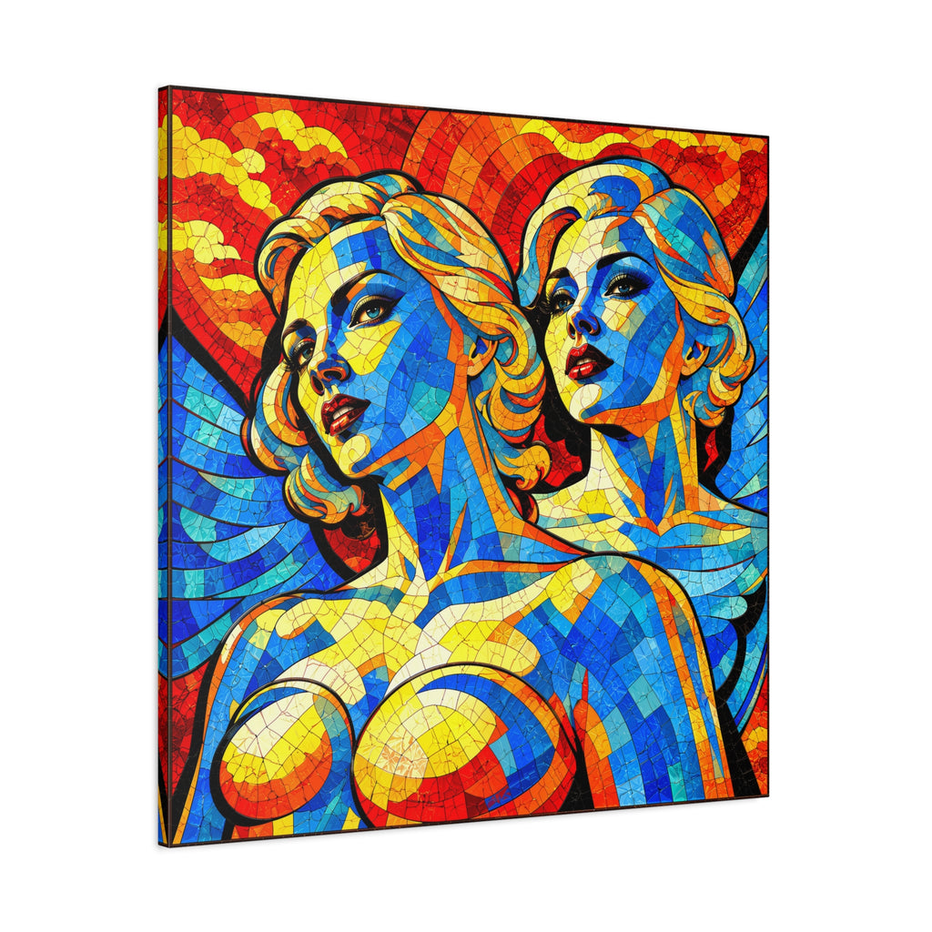 Electric Muses - Vibrant Cubist Stained Glass  Matte Canvas