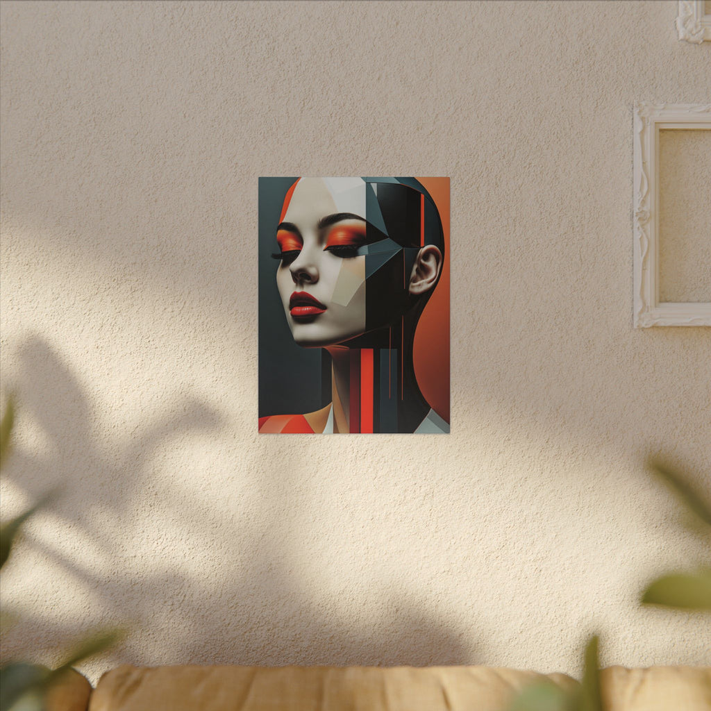 Quiet Voltage – Futurist Geometric Female Portrait Canvas Print