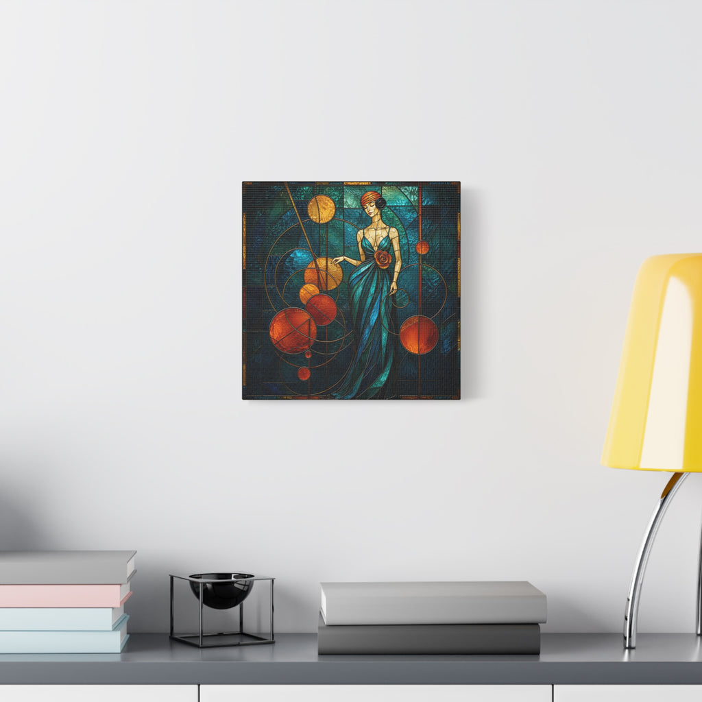 Orbit of Elegance — Art Deco Stained Glass Woman Wall Art
