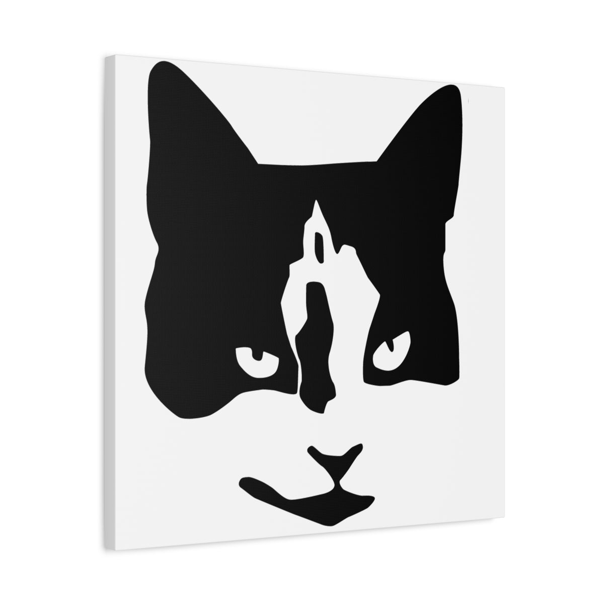 Black Mask – Minimal Black and White Abstract Cat Face Canvas Print