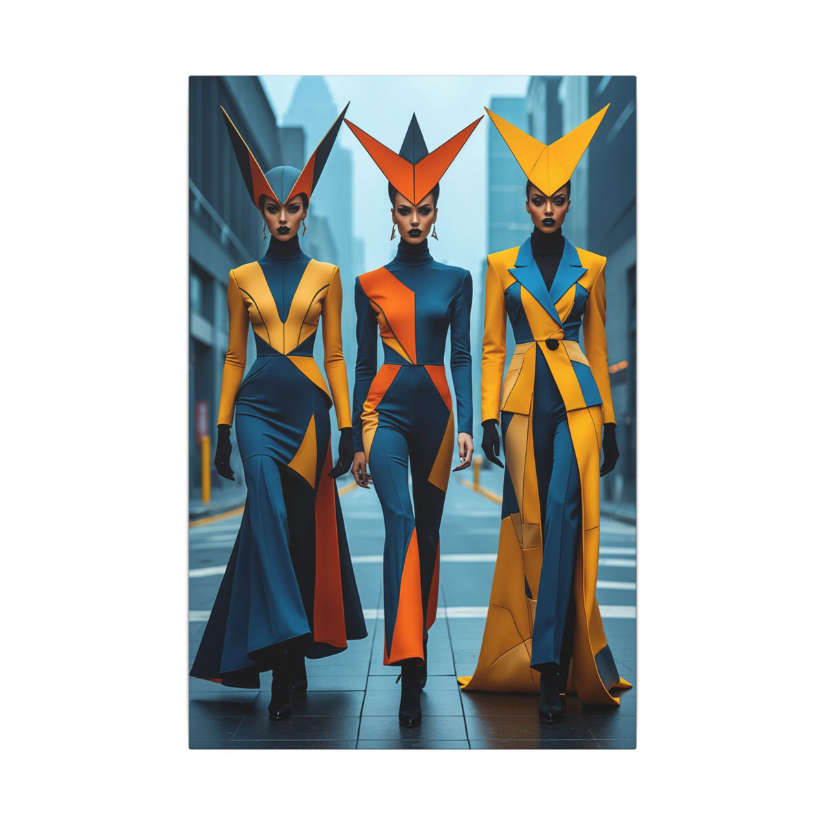 The Vanguard – Futurist Fashion Trio Canvas Print