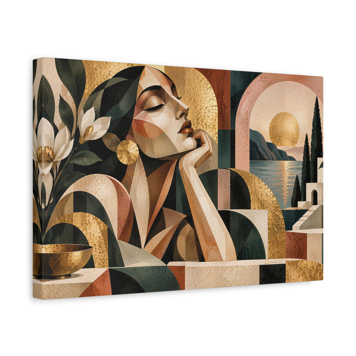 Mediterranean Reverie — Cubist Botanical Portrait Wall Art
