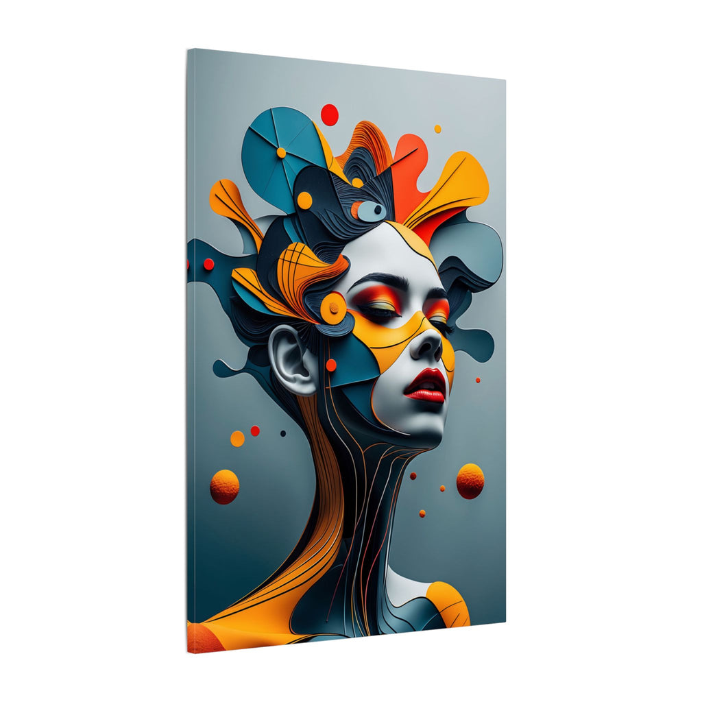 Crowned Signal – Futurist Geometric Female Portrait Canvas Print