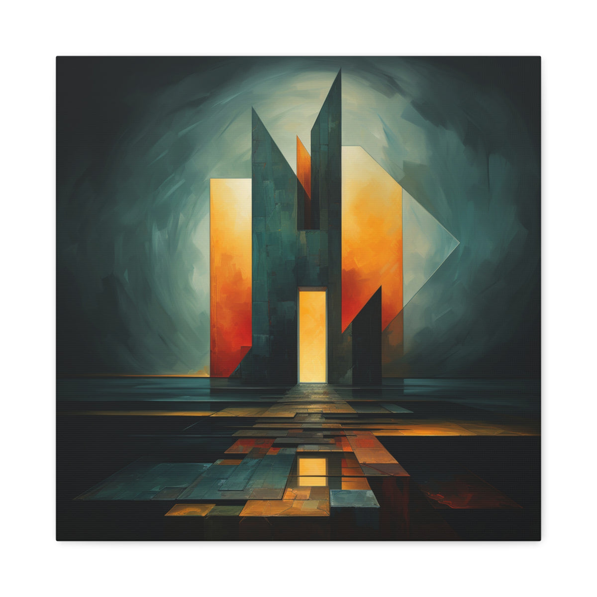Temple of Arrival — Futuristic Architectural Abstract Wall Art