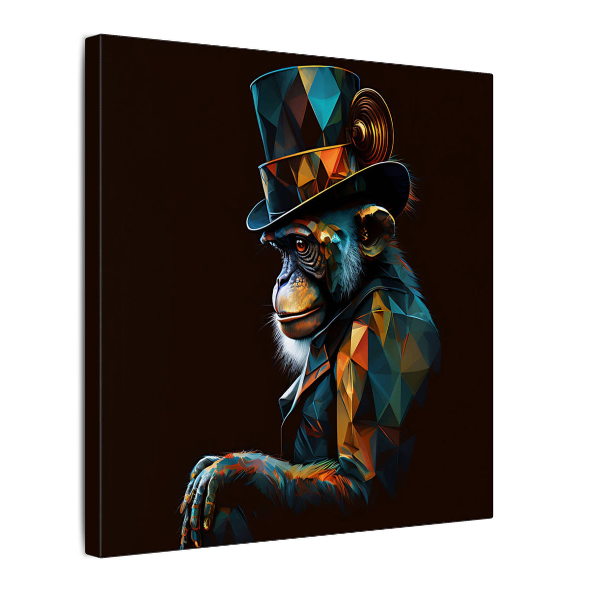 The Unusual Gentleman – Geometric Chimp Portrait Canvas Print