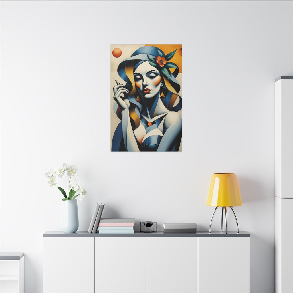 Blue Reverie – Geometric Female Portrait Canvas Print