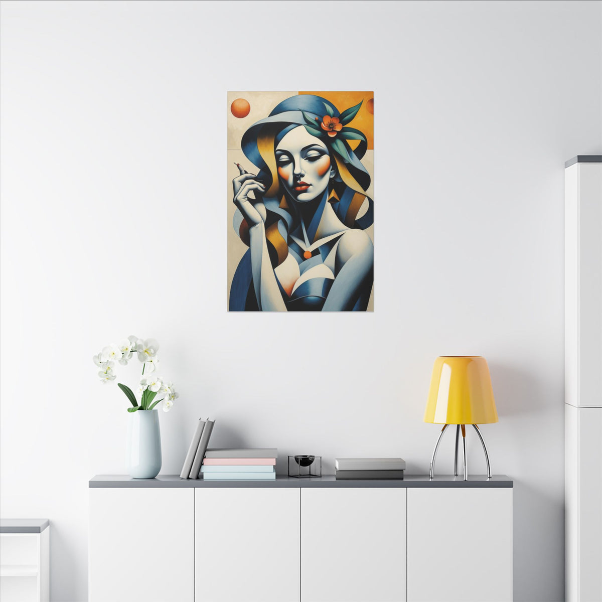 Blue Reverie – Geometric Female Portrait Canvas Print