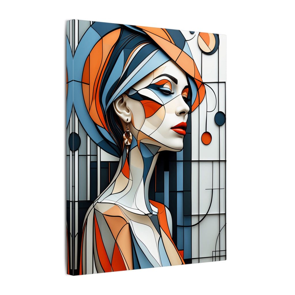 Poise in Orbit – Geometric Female Portrait Canvas Print