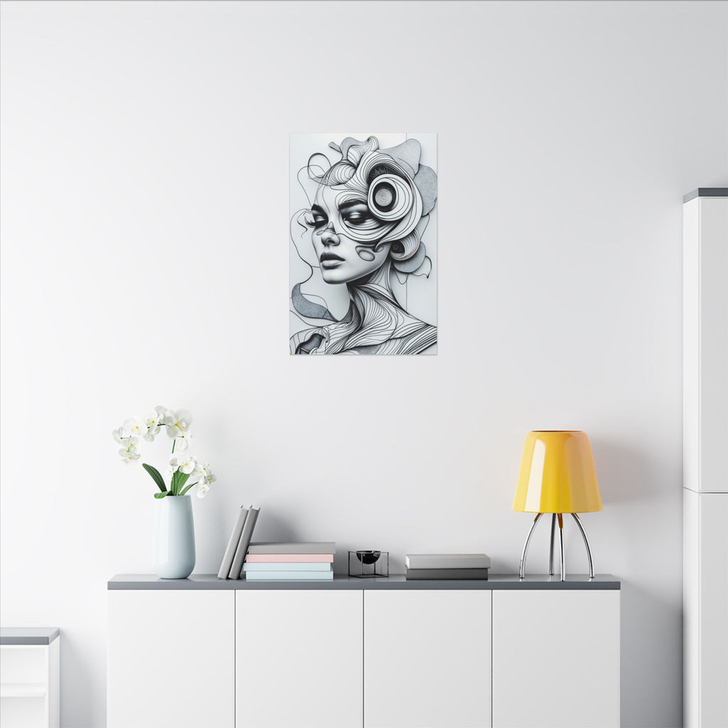 The Architecture of Thought – Black and White Surreal Portrait Canvas Print