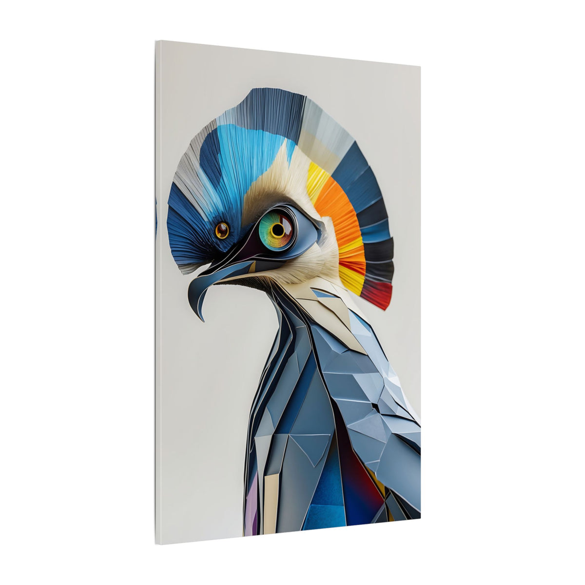 Crest of Light – Geometric Crested Bird Canvas Print
