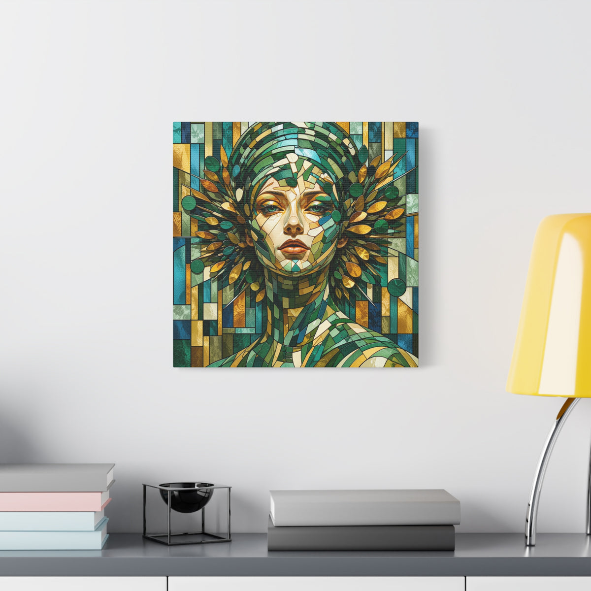 Verdant Empress — Stained Glass Botanical Woman Portrait