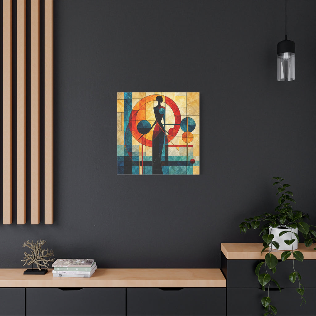 Radiant Orbit — Modern Stained Glass Woman Canvas