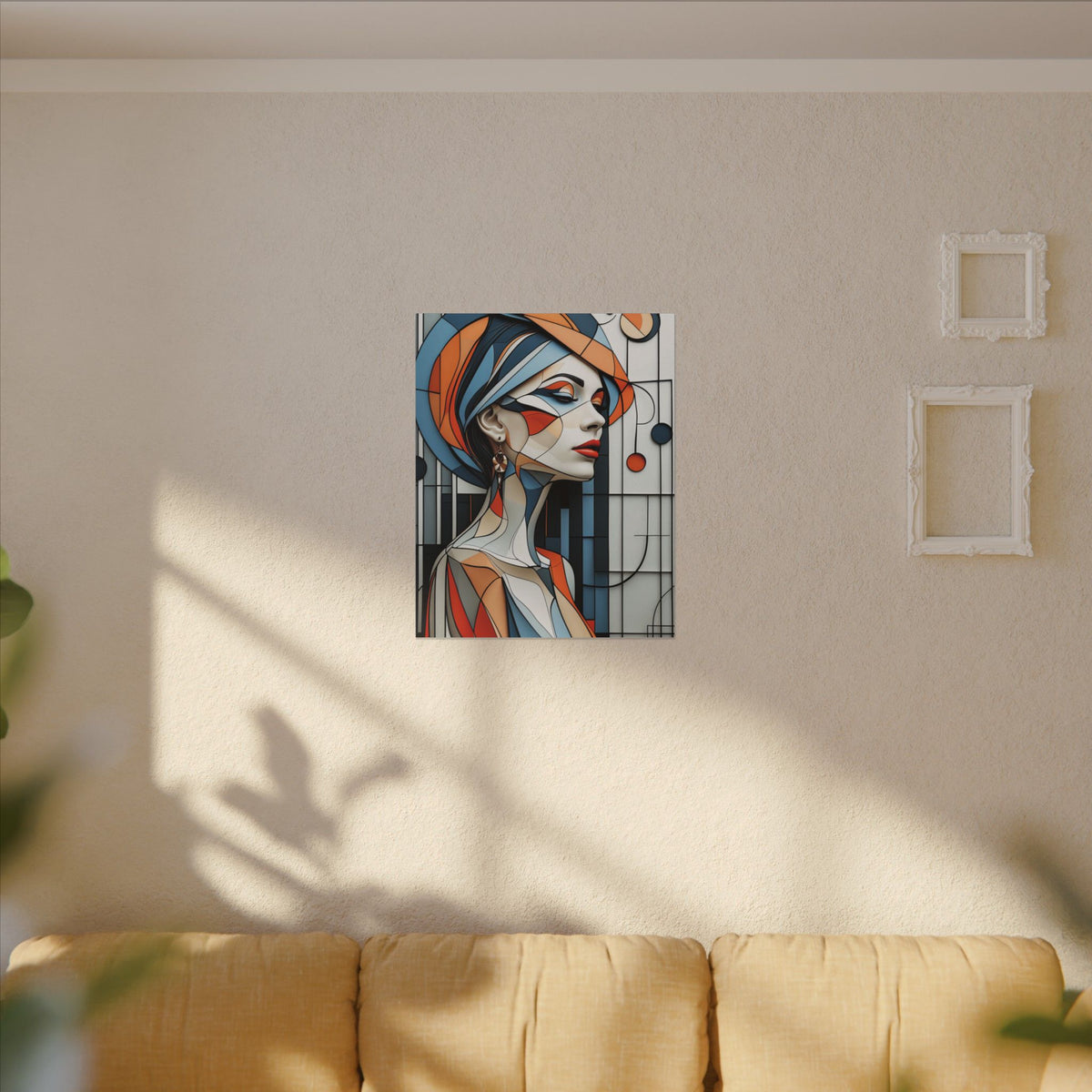Poise in Orbit – Geometric Female Portrait Canvas Print