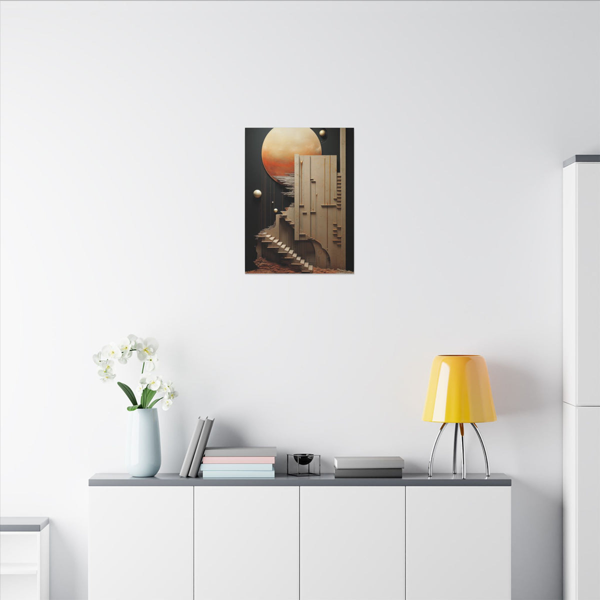 Stairway to Elsewhere – Surreal Futurist Architecture Canvas Print