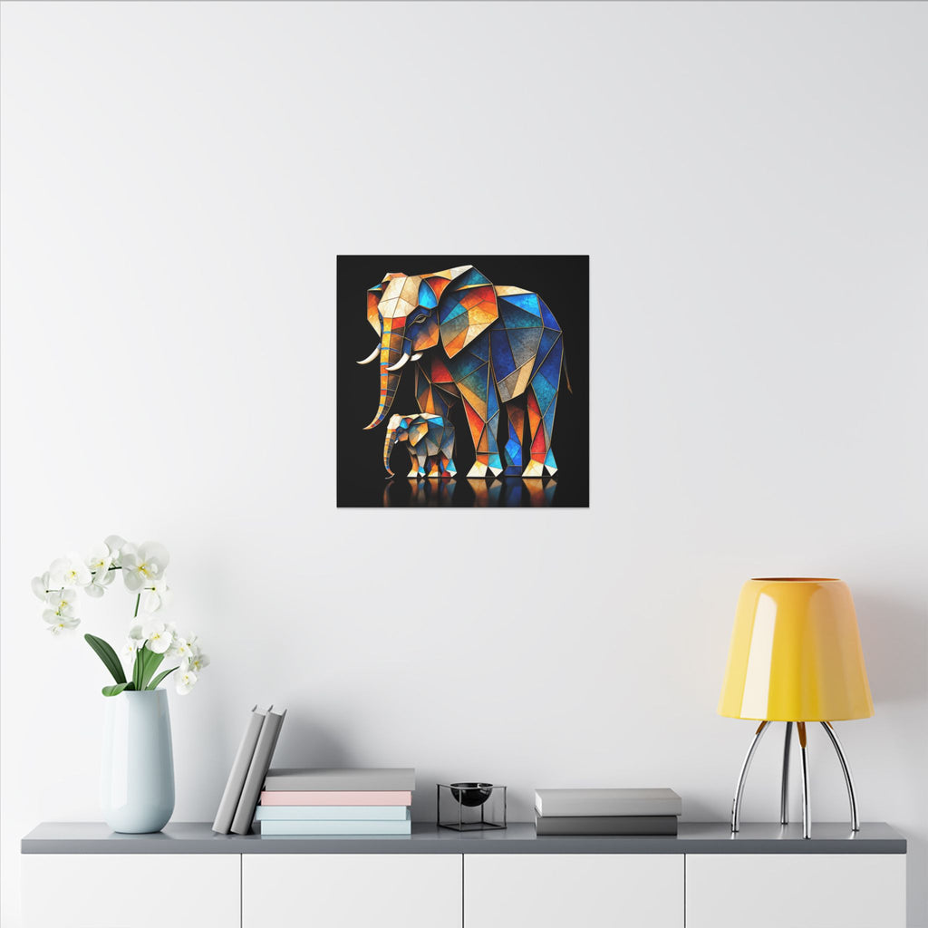 Inheritance of Strength – Geometric Elephant Family Canvas Print