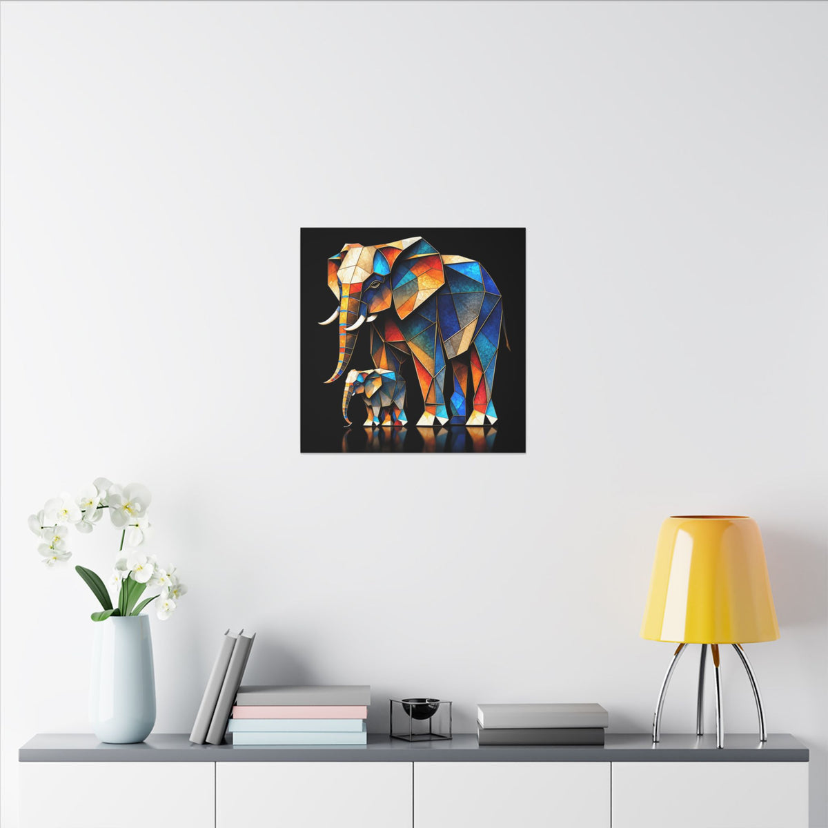 Inheritance of Strength – Geometric Elephant Family Canvas Print