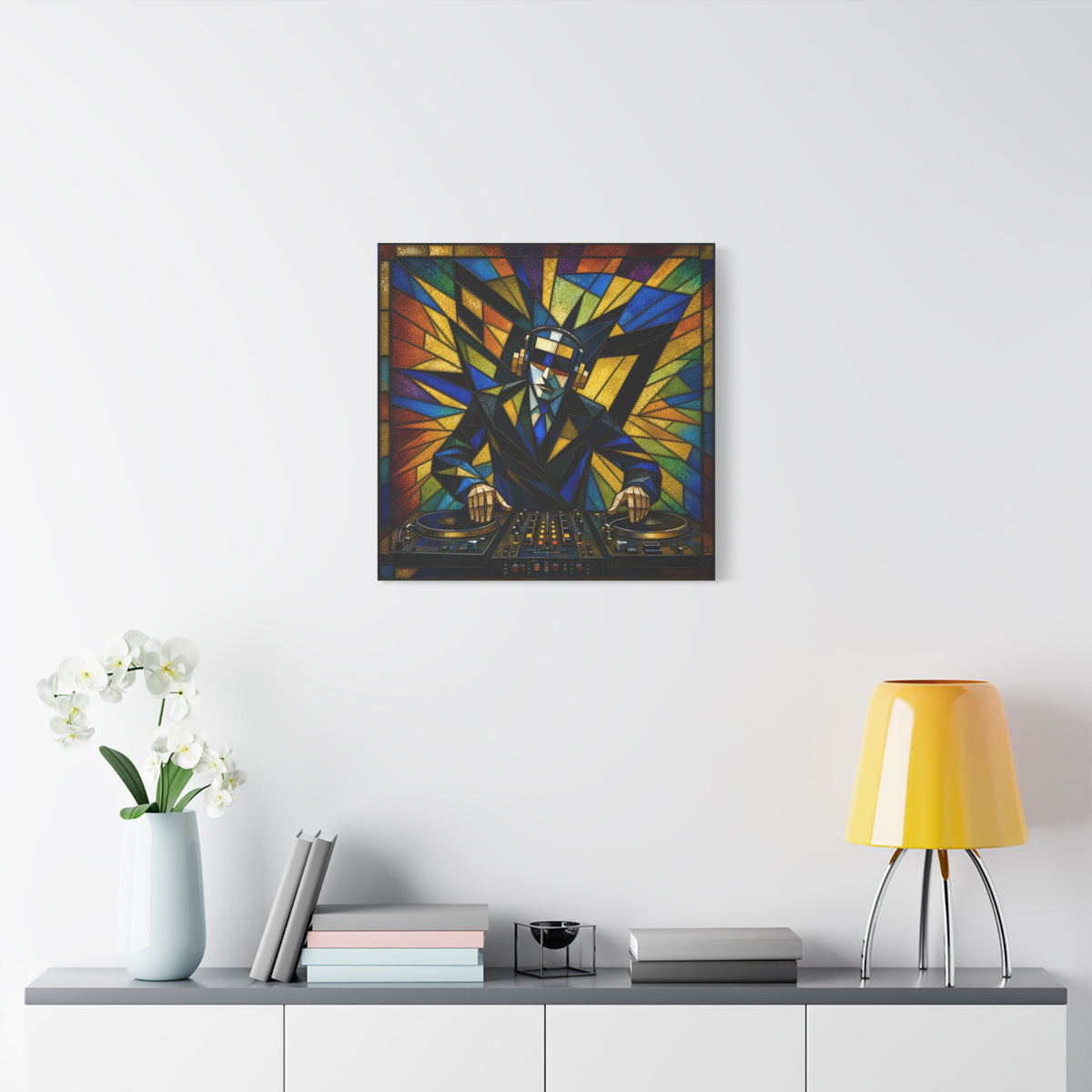 Frequency State – Abstract Stained Glass DJ Pop Art Canvas Print