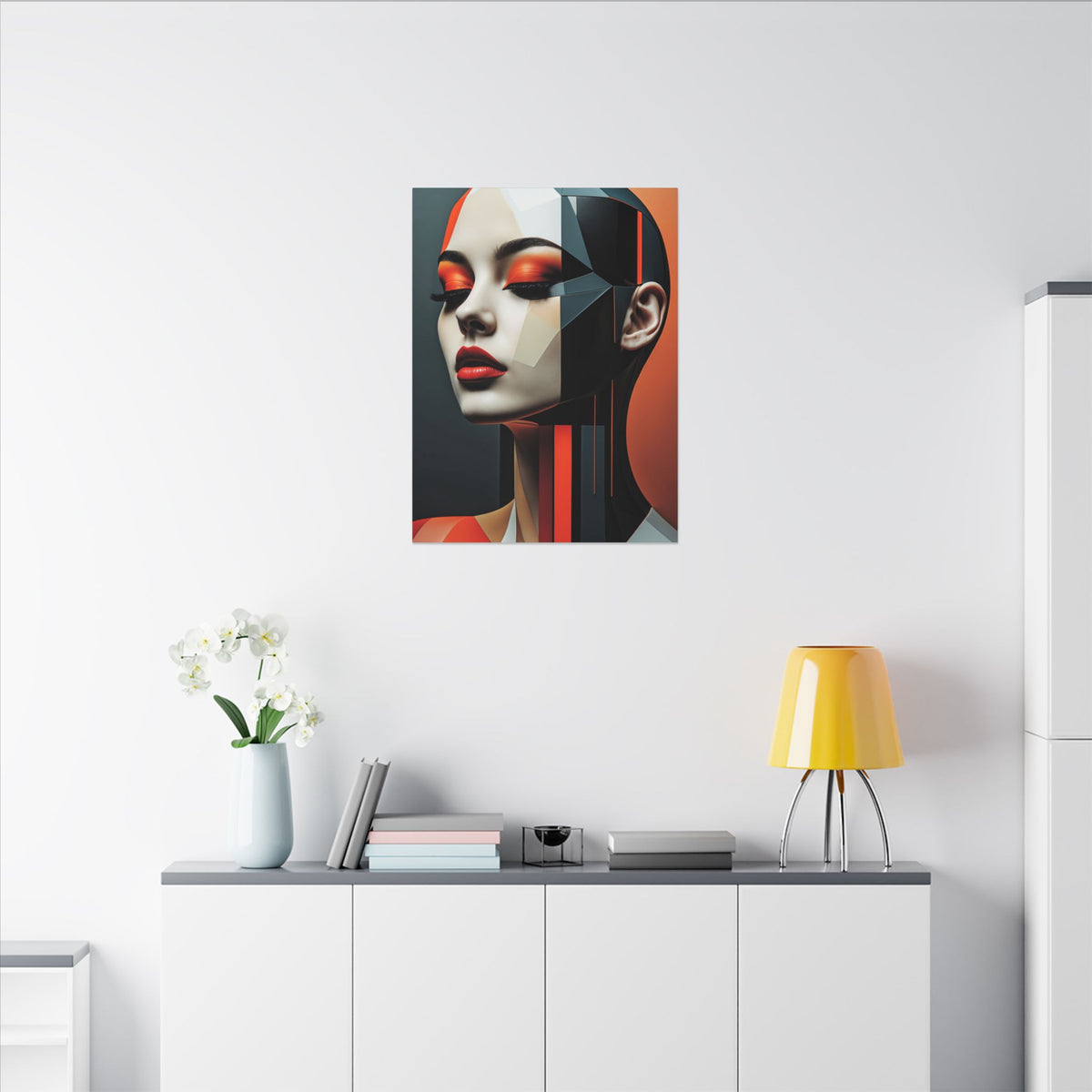 Quiet Voltage – Futurist Geometric Female Portrait Canvas Print