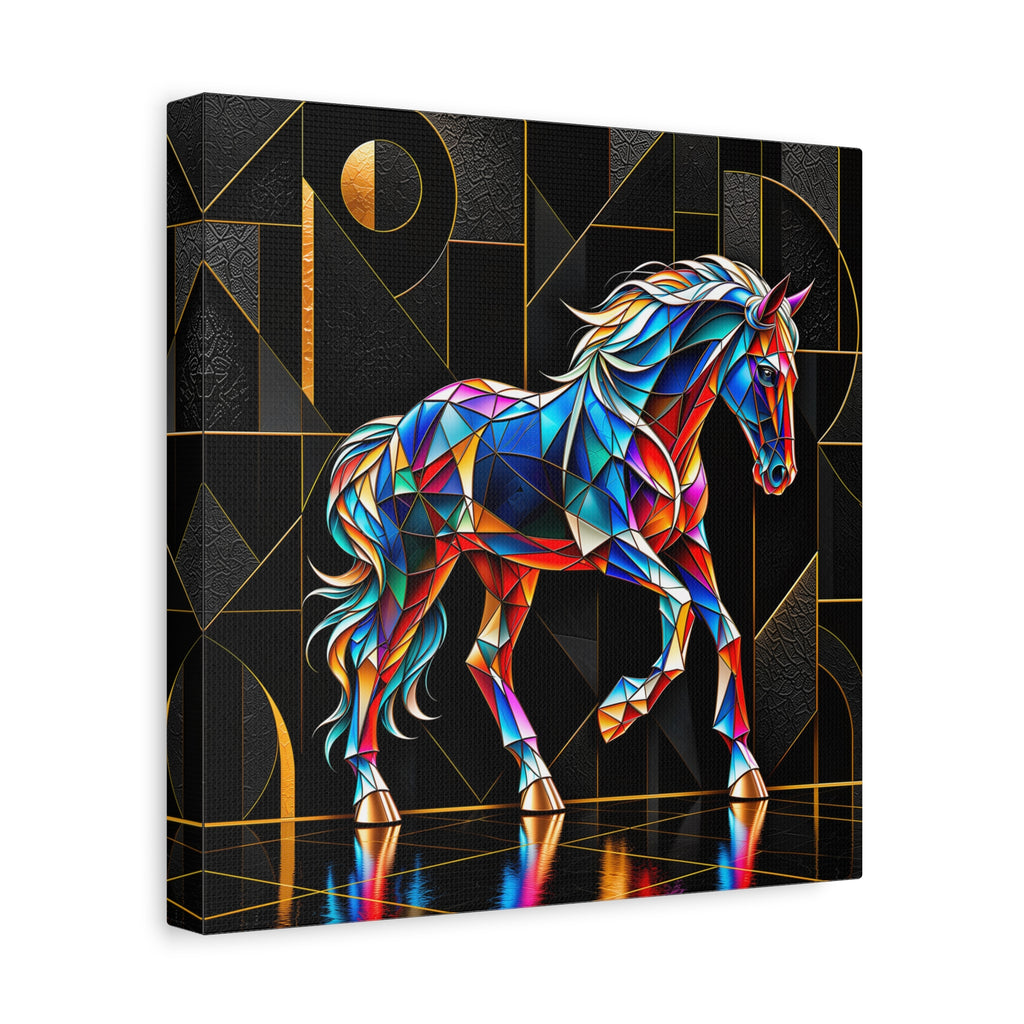 Prismatic Stallion — Stained Glass Geometric Horse Wall Art
