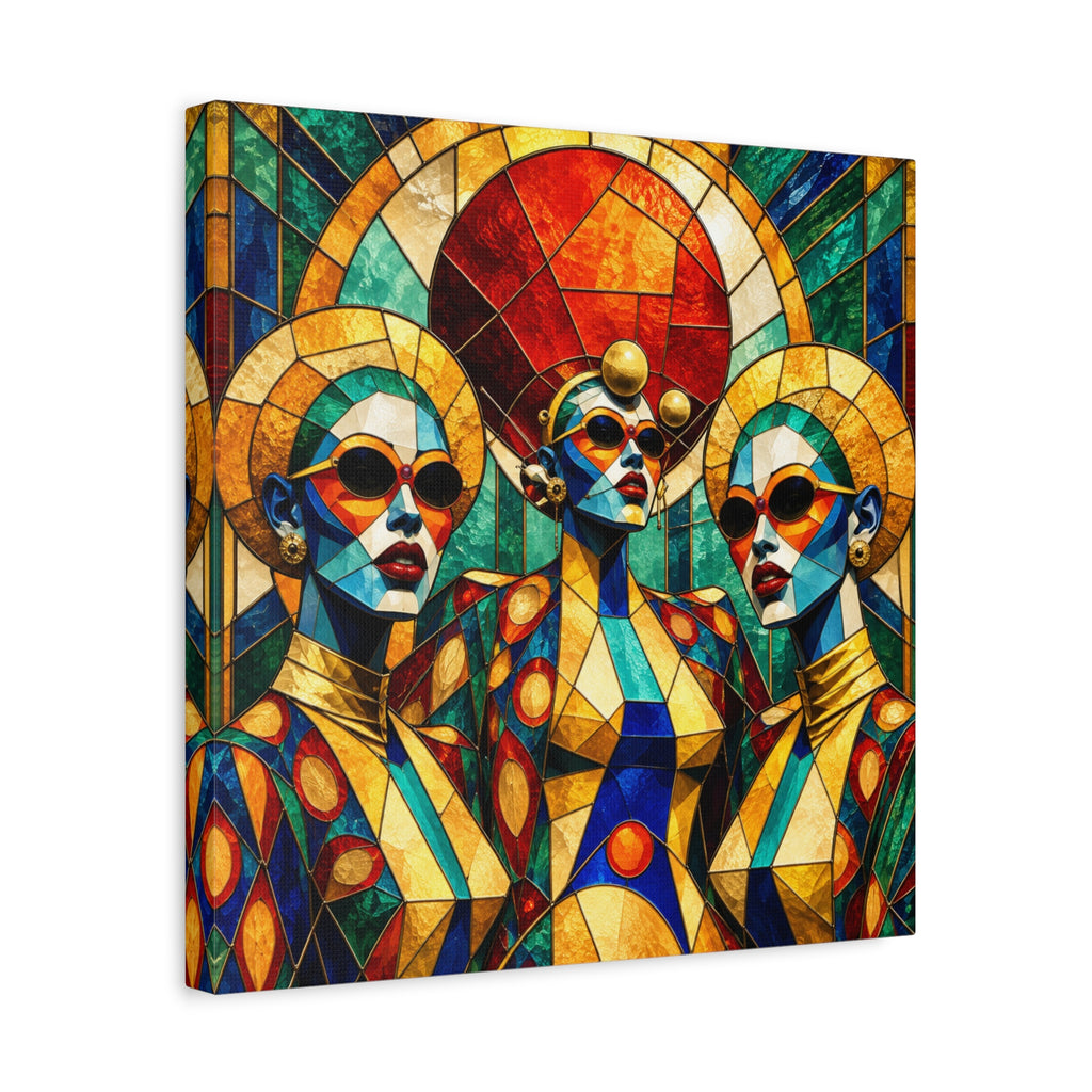 The Gilded Circle - Vibrant Geometric Portrait Wall Decor