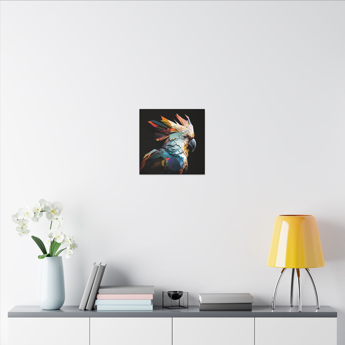 Crowned Instinct – Geometric Cockatoo Portrait Canvas Print