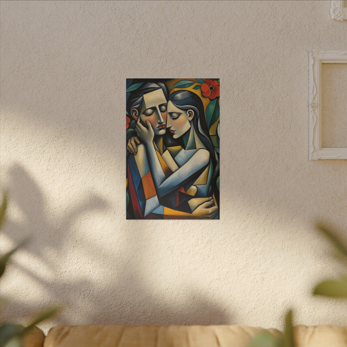 Close Enough to Hear – Modern Geometric Couple Portrait Canvas Print