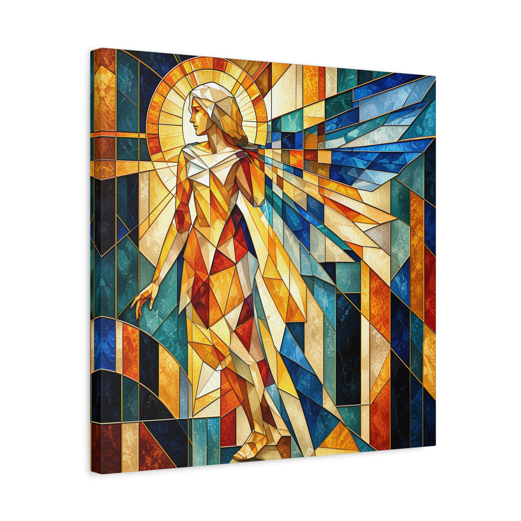 Messenger of Light — Geometric Stained Glass Angel Fine Art Print