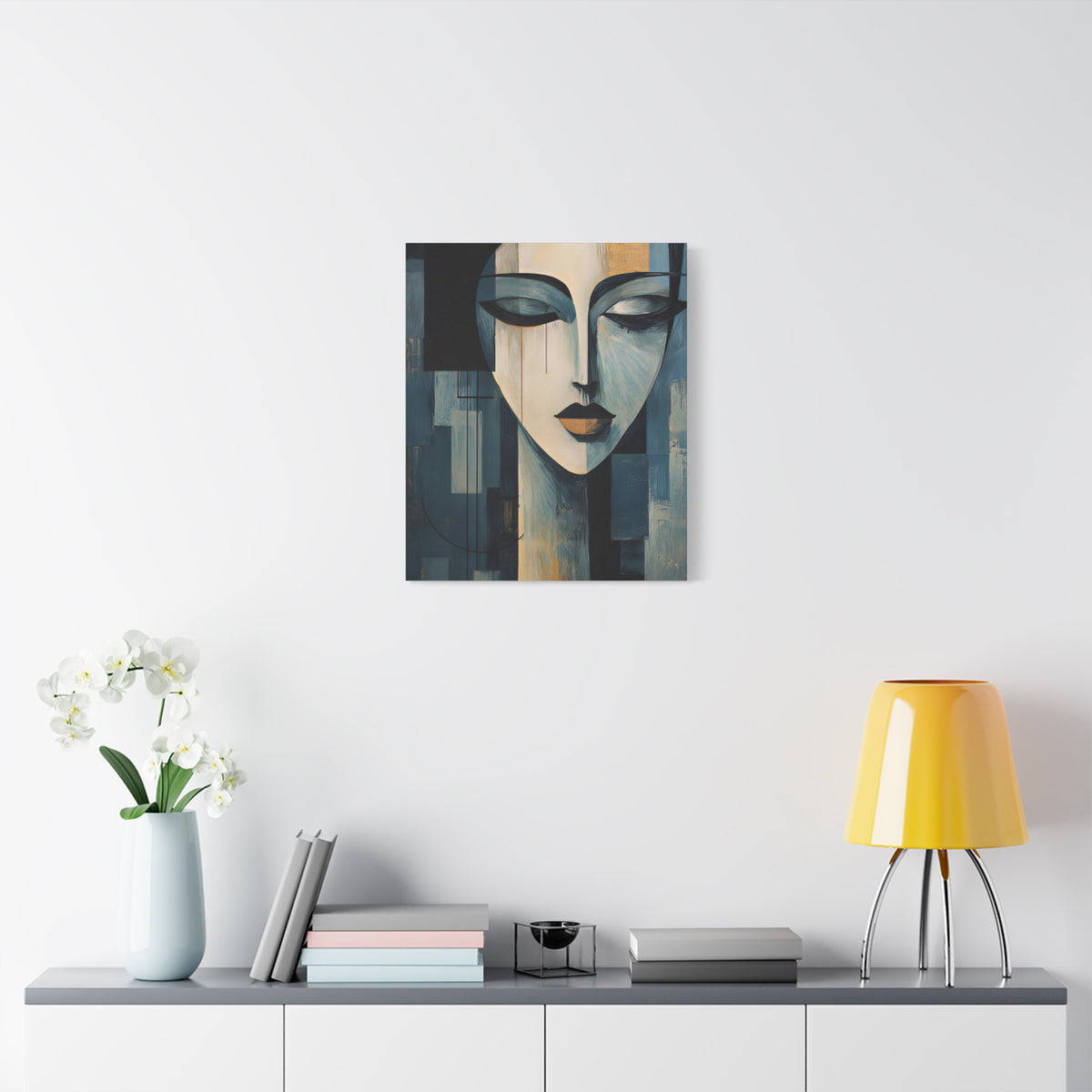 The Quiet Between — Modern Cubist Woman Fine Art Print