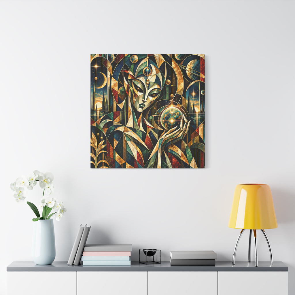 Keeper of Worlds — Futuristic Celestial Portrait Wall Art