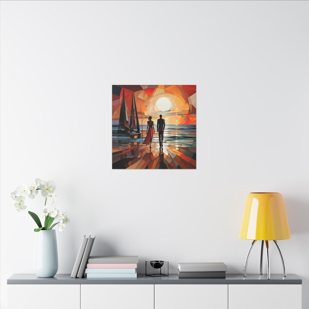 Toward the Last Light – Geometric Couple Sunset Canvas Print