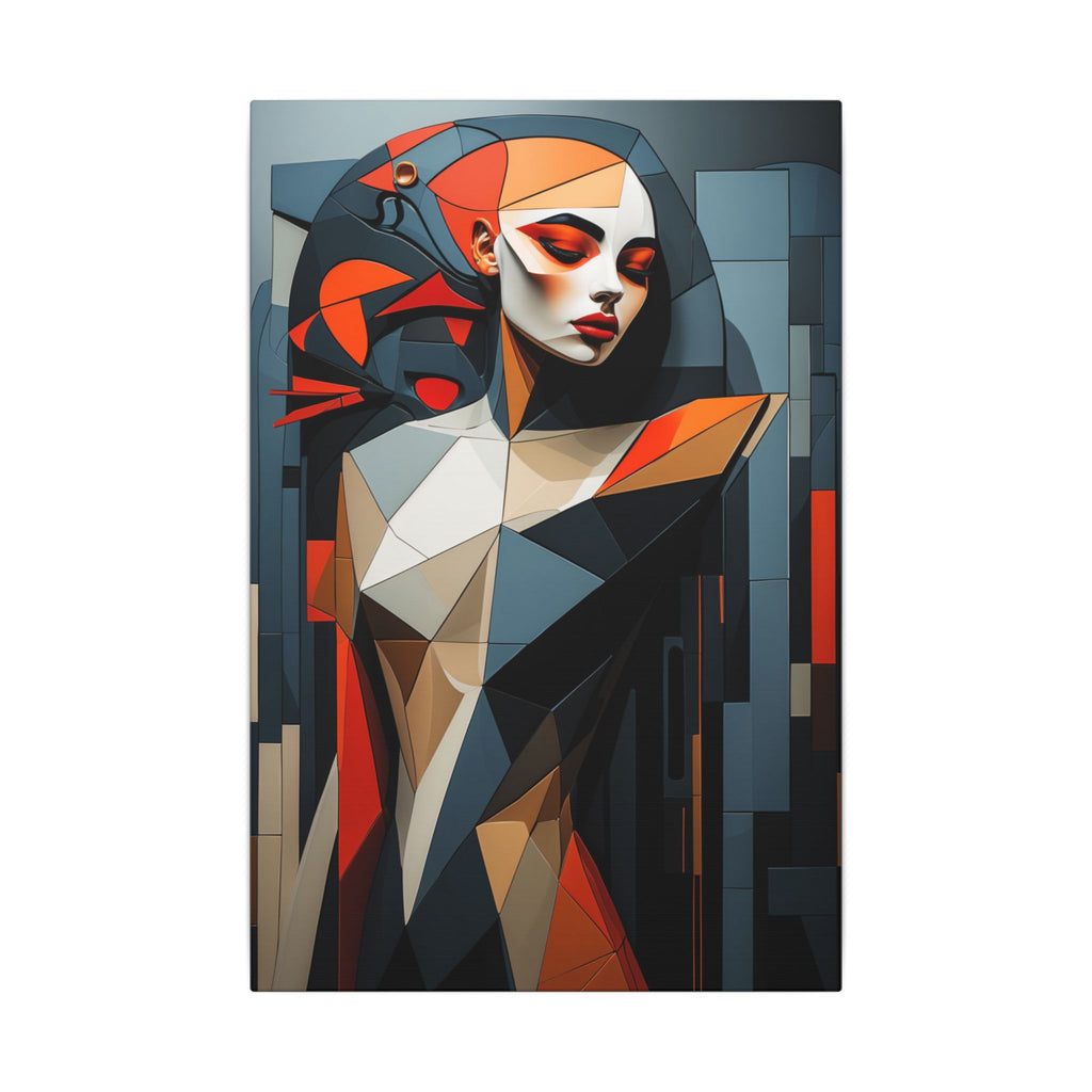 Composed in Structure – Geometric Female Portrait Canvas Print