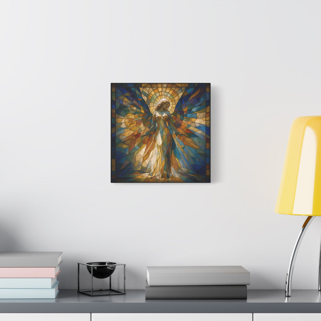 Radiance Descending — Stained-Glass Style Angelic Abstract Cubist Art Print