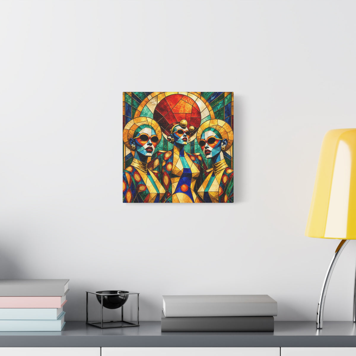 The Gilded Circle - Vibrant Geometric Portrait Wall Decor