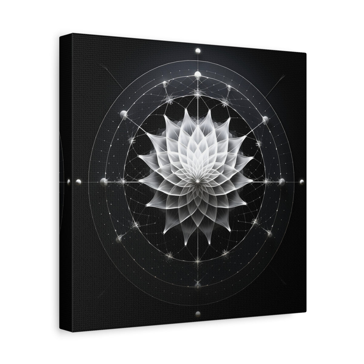 Orbit of Stillness — Monochrome Sacred Geometry Lotus Wall Art