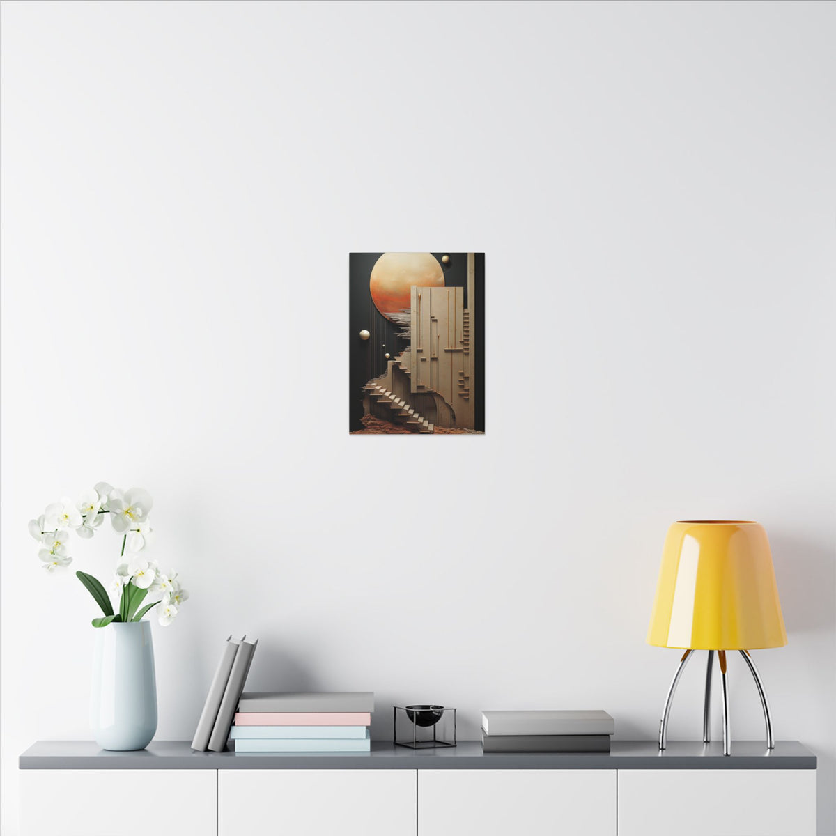 Stairway to Elsewhere – Surreal Futurist Architecture Canvas Print