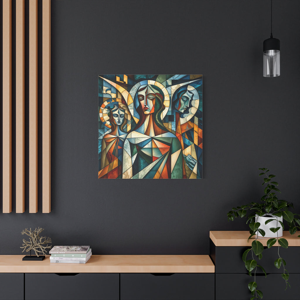 The Ones Who Watch Over Us | Cubist Stained Glass Angel Art