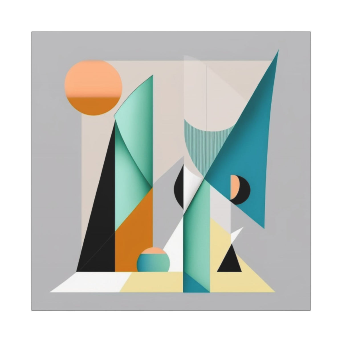 Geometry at Dusk – Teal Orange Geometric Abstract Canvas Print
