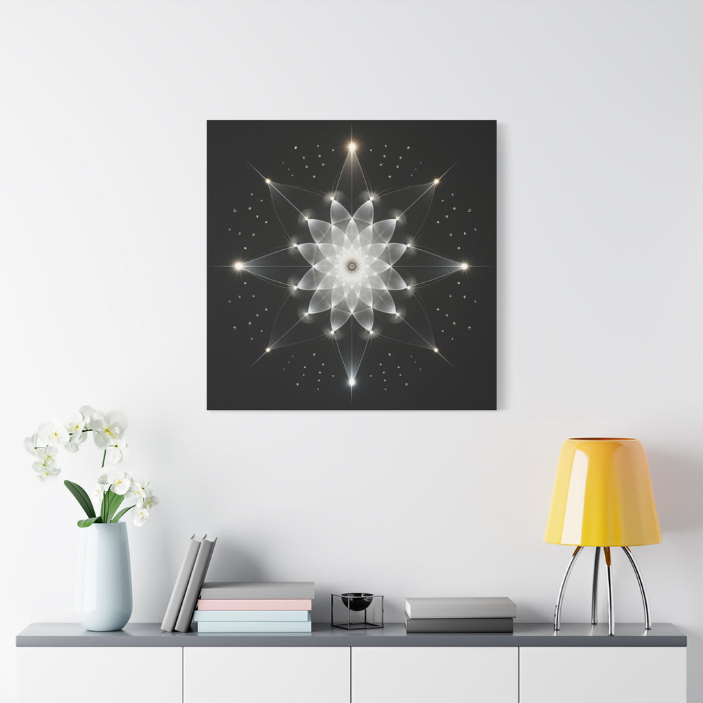 Constellation in Bloom — Monochrome Sacred Geometry Wall Art
