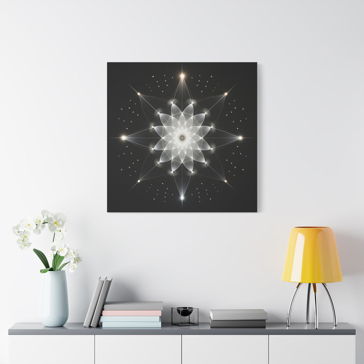 Constellation in Bloom — Monochrome Sacred Geometry Wall Art