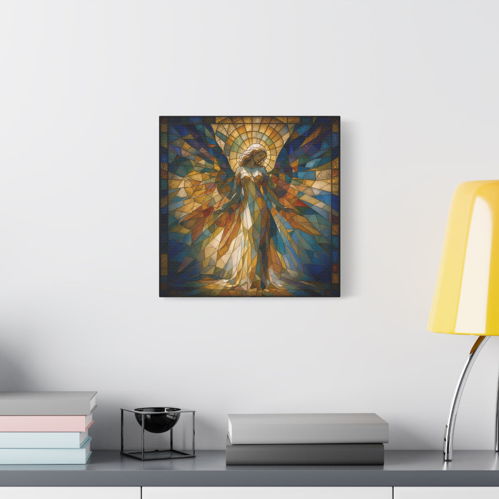 Radiance Descending — Stained-Glass Style Angelic Abstract Cubist Art Print