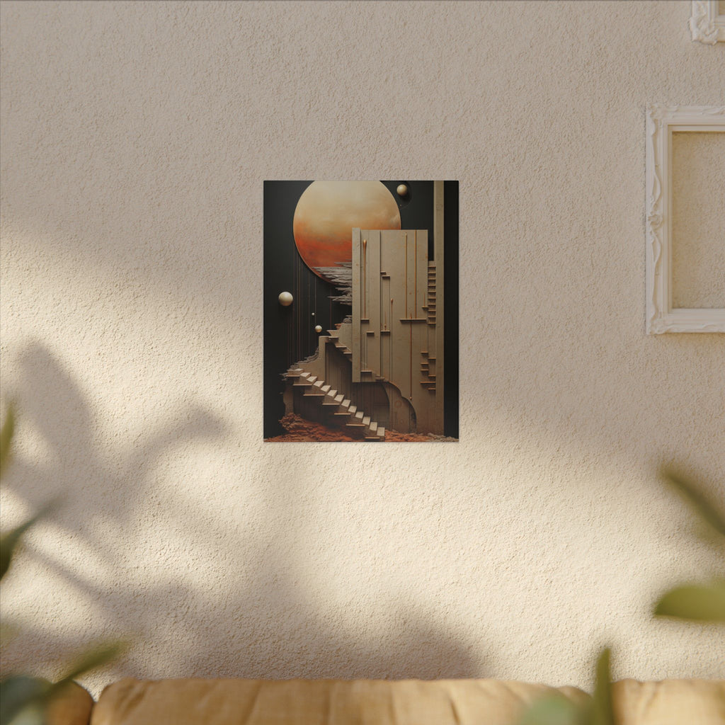 Stairway to Elsewhere – Surreal Futurist Architecture Canvas Print