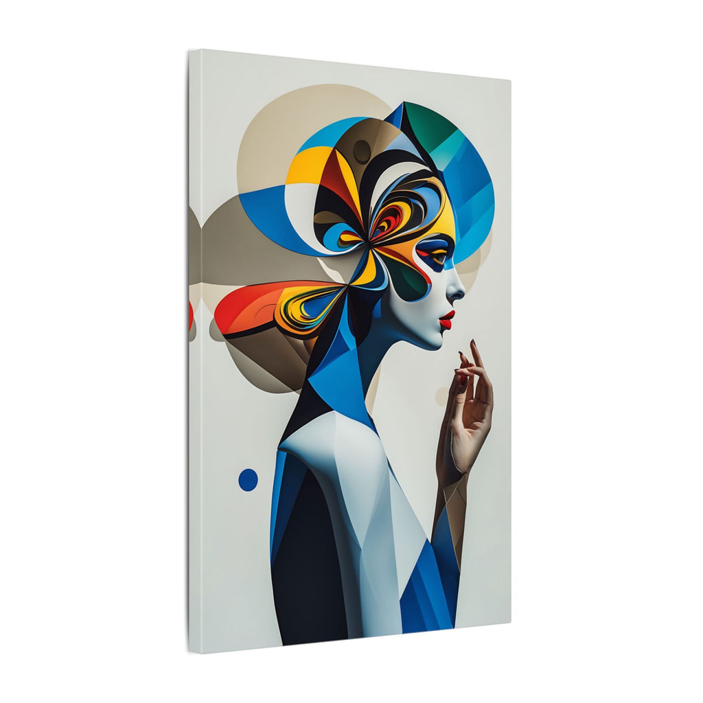 The Shape of Thought – Futurist Geometric Female Portrait Canvas Print