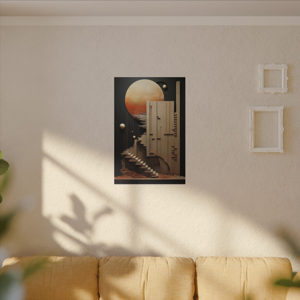 Stairway to Elsewhere – Surreal Futurist Architecture Canvas Print