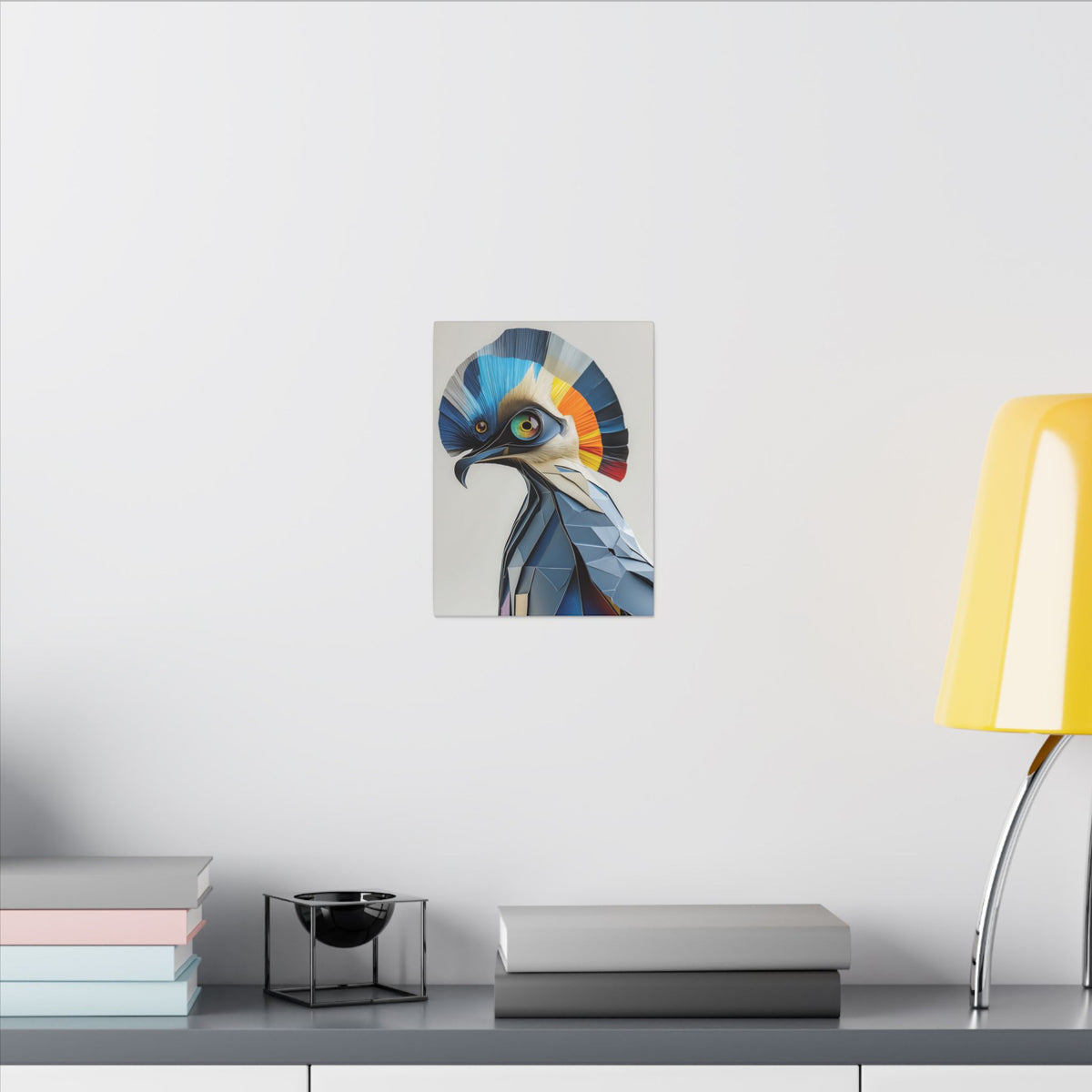 Crest of Light – Geometric Crested Bird Canvas Print