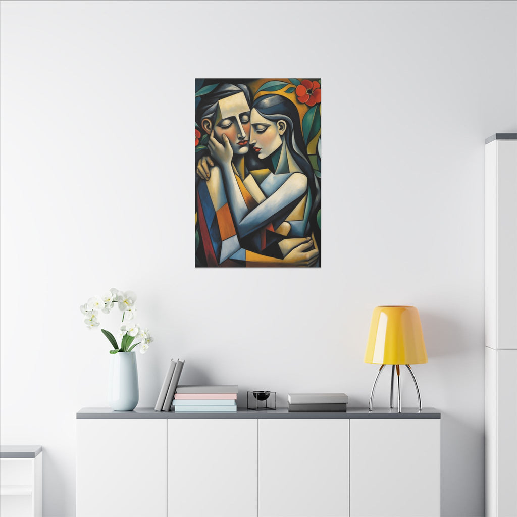 Close Enough to Hear – Modern Geometric Couple Portrait Canvas Print