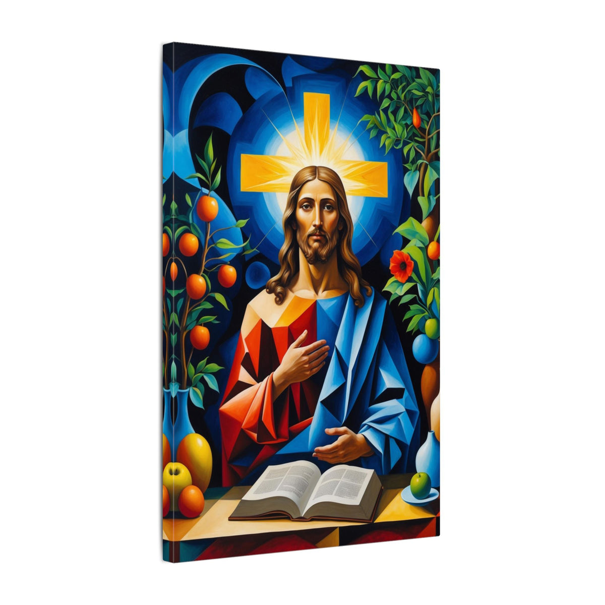 Garden of Grace – Modern Geometric Jesus Canvas Print